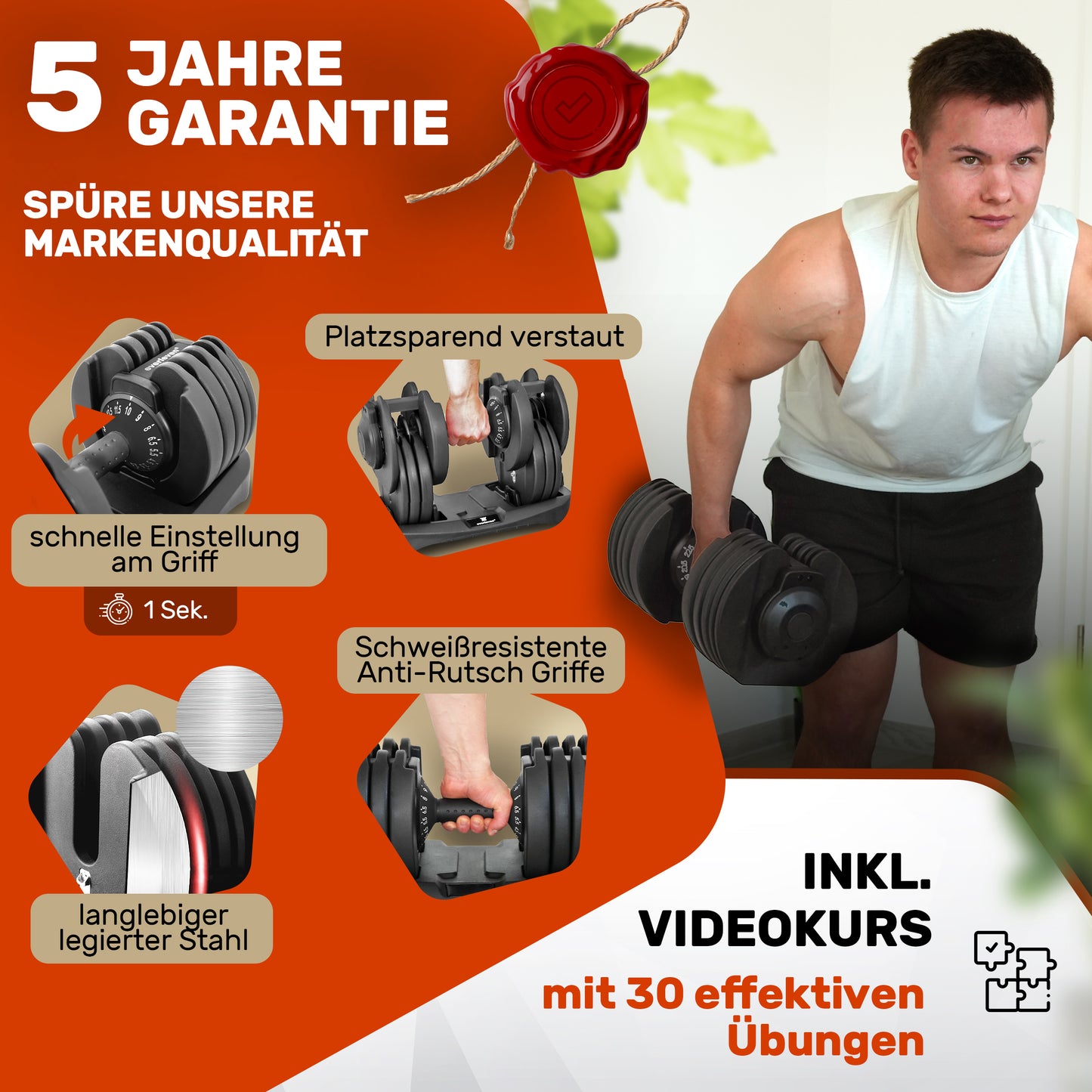 Verstellbare Kurzhantel I Hanteln - 24kg