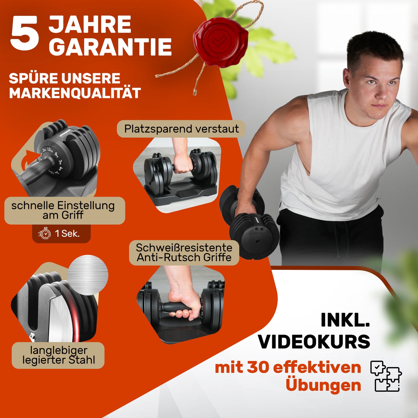 Verstellbare Kurzhantel I Hanteln - 12kg