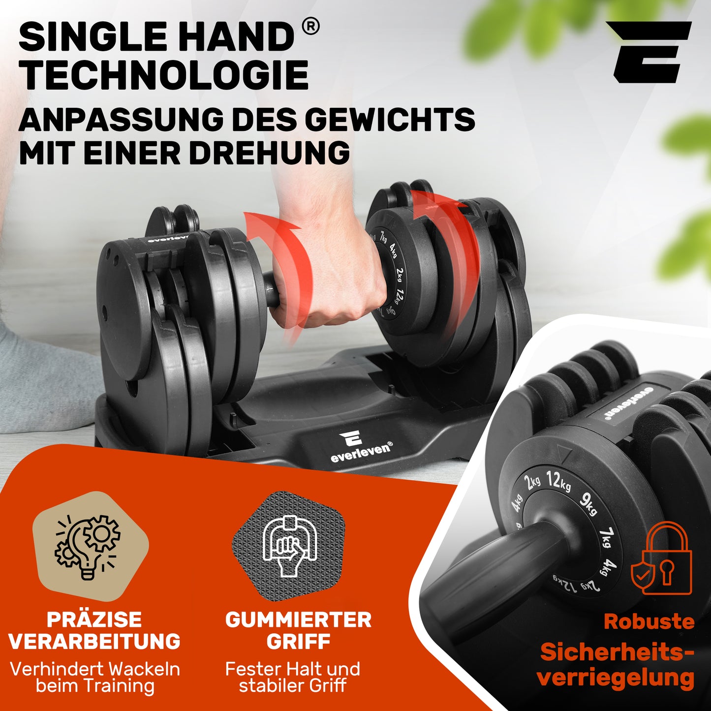 Verstellbare Kurzhantel I Hanteln - 12kg