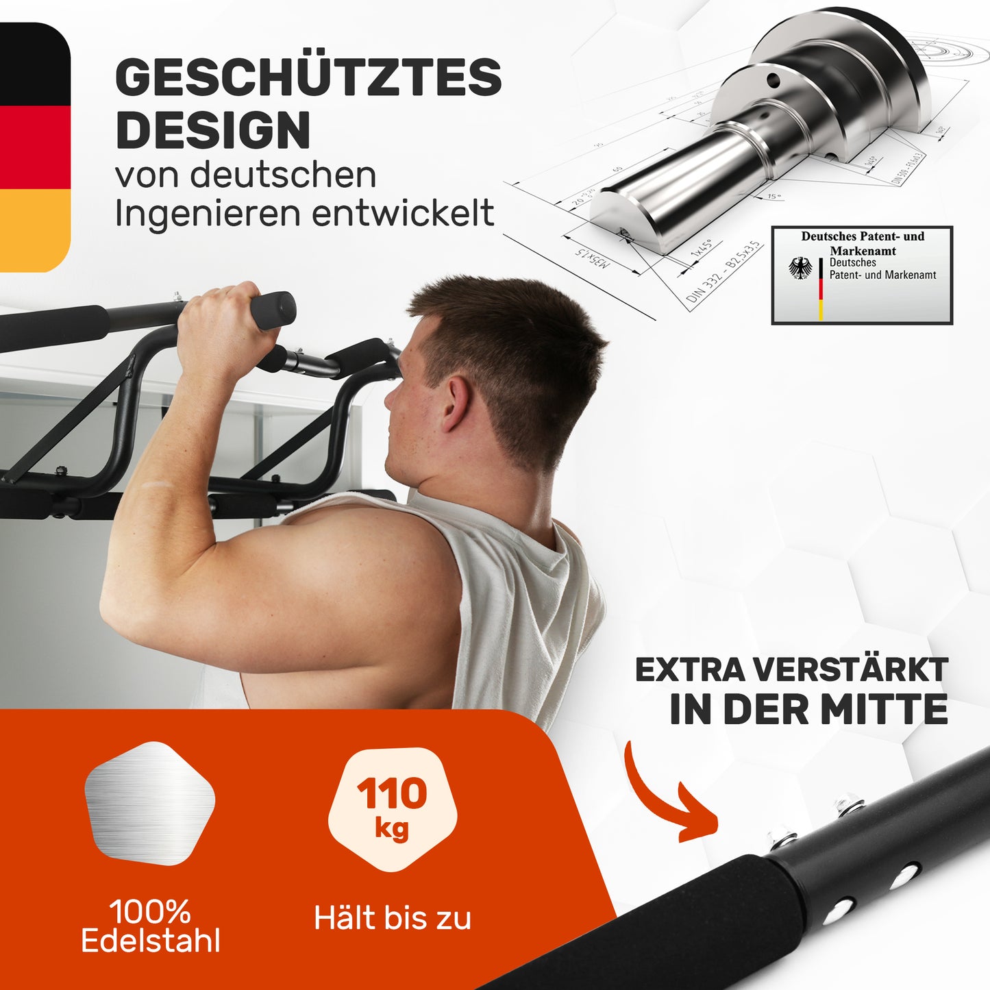 Klimmzugstange für den Türrahmen I Geschütztes Design