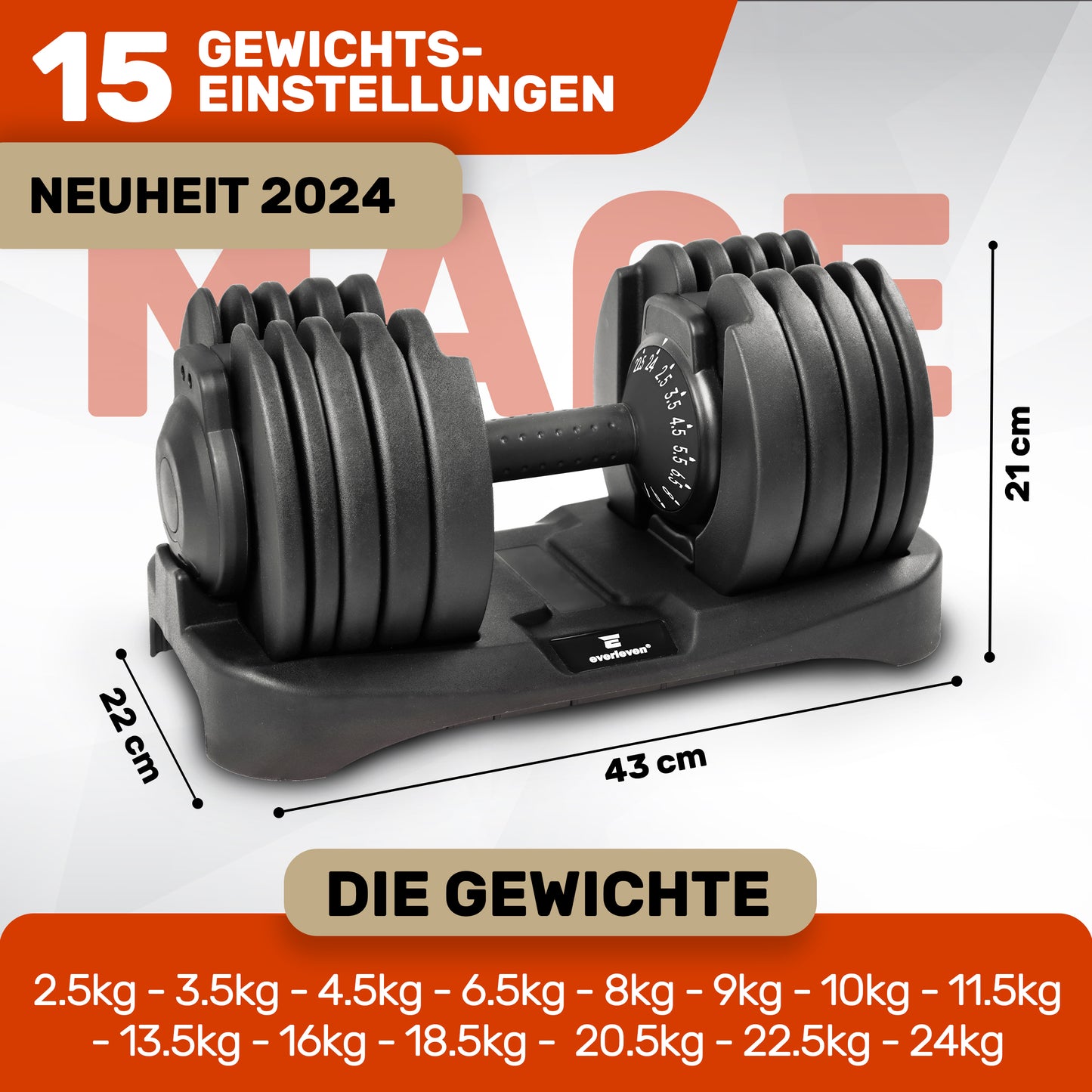 Verstellbare Kurzhantel I Hanteln - 24kg