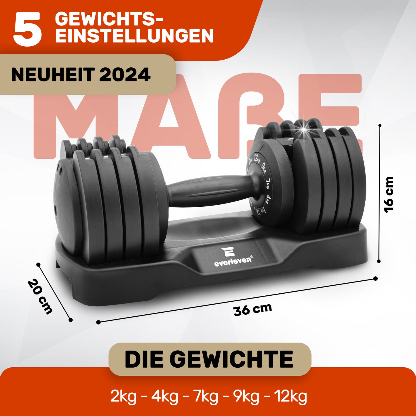 Verstellbare Kurzhantel I Hanteln - 12kg