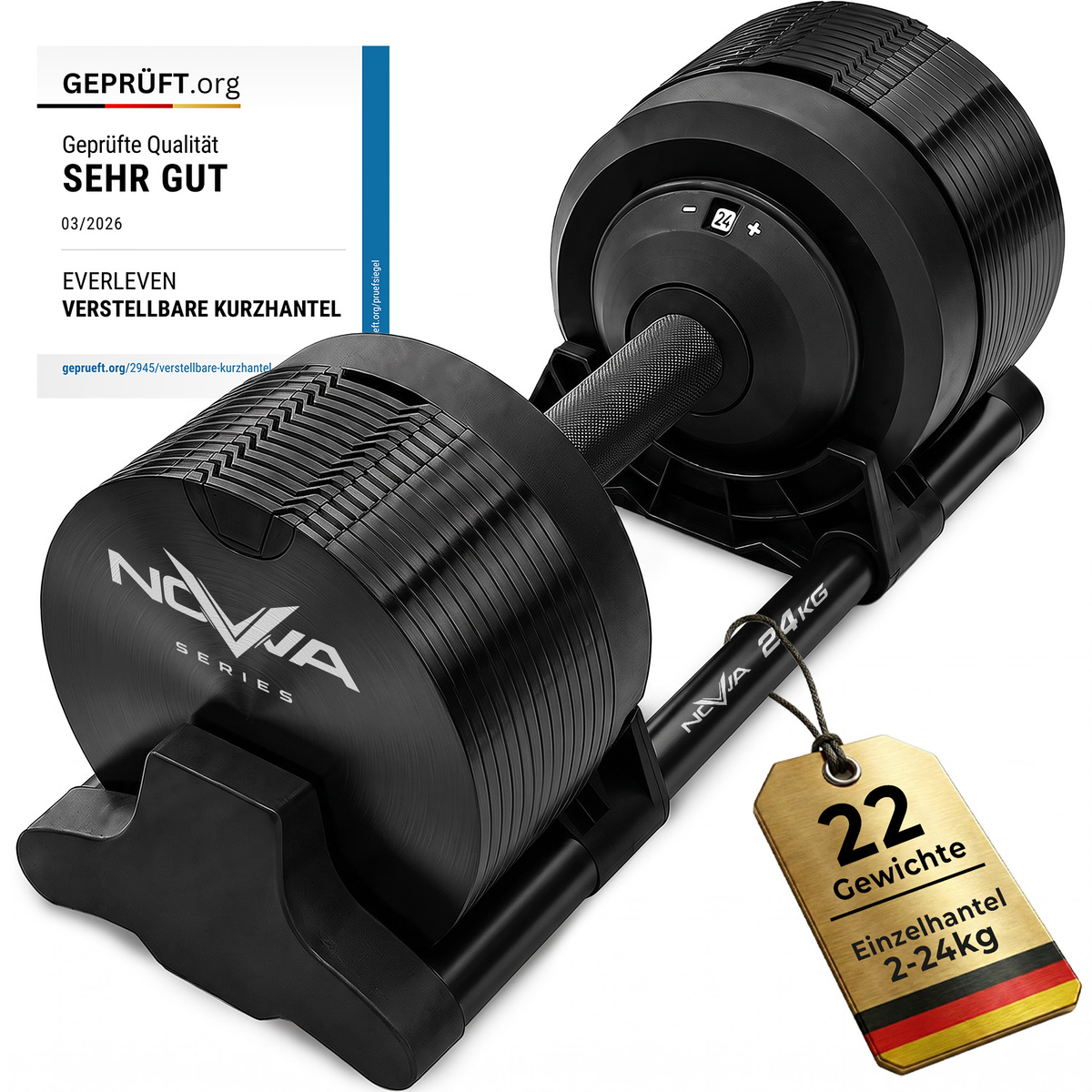 Verstellbare Hantel 24kg | Nova Series Schwarz