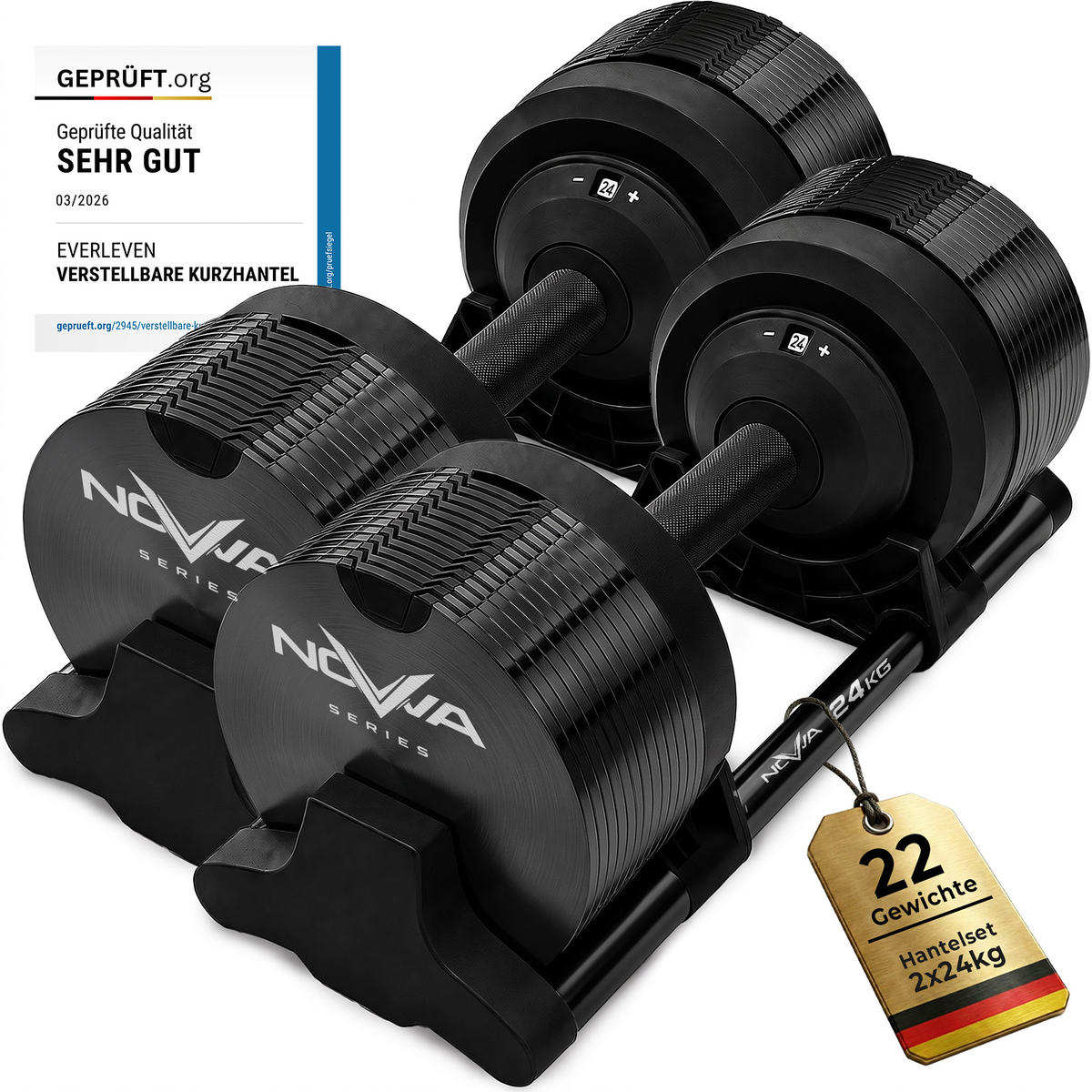 Verstellbare Hantel 2x24kg | Nova Series Schwarz