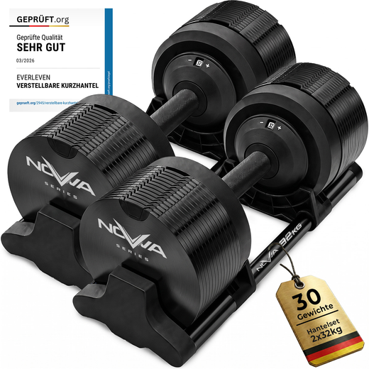 Verstellbare Hantel 2x32kg | Nova Series Schwarz