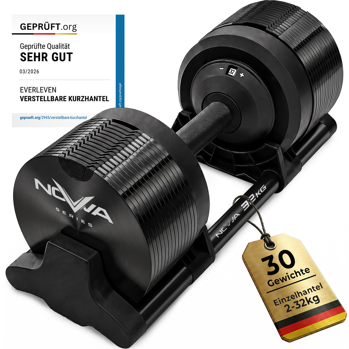 Verstellbare Hantel 32kg | Nova Series Schwarz