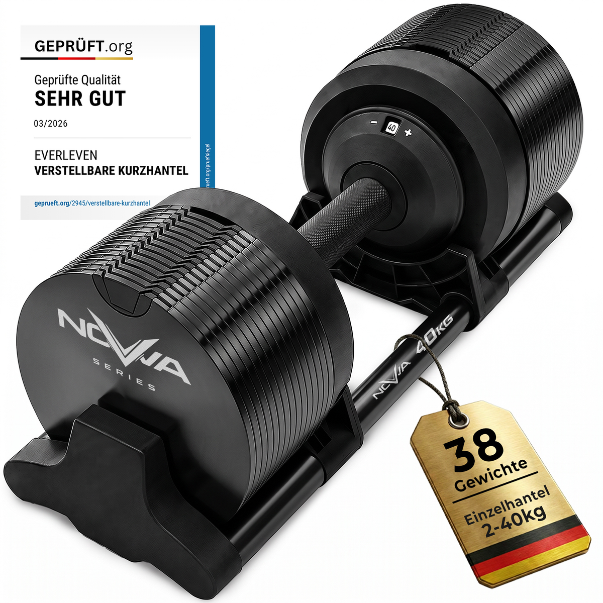 Verstellbare Hantel 40kg | Nova Series Schwarz