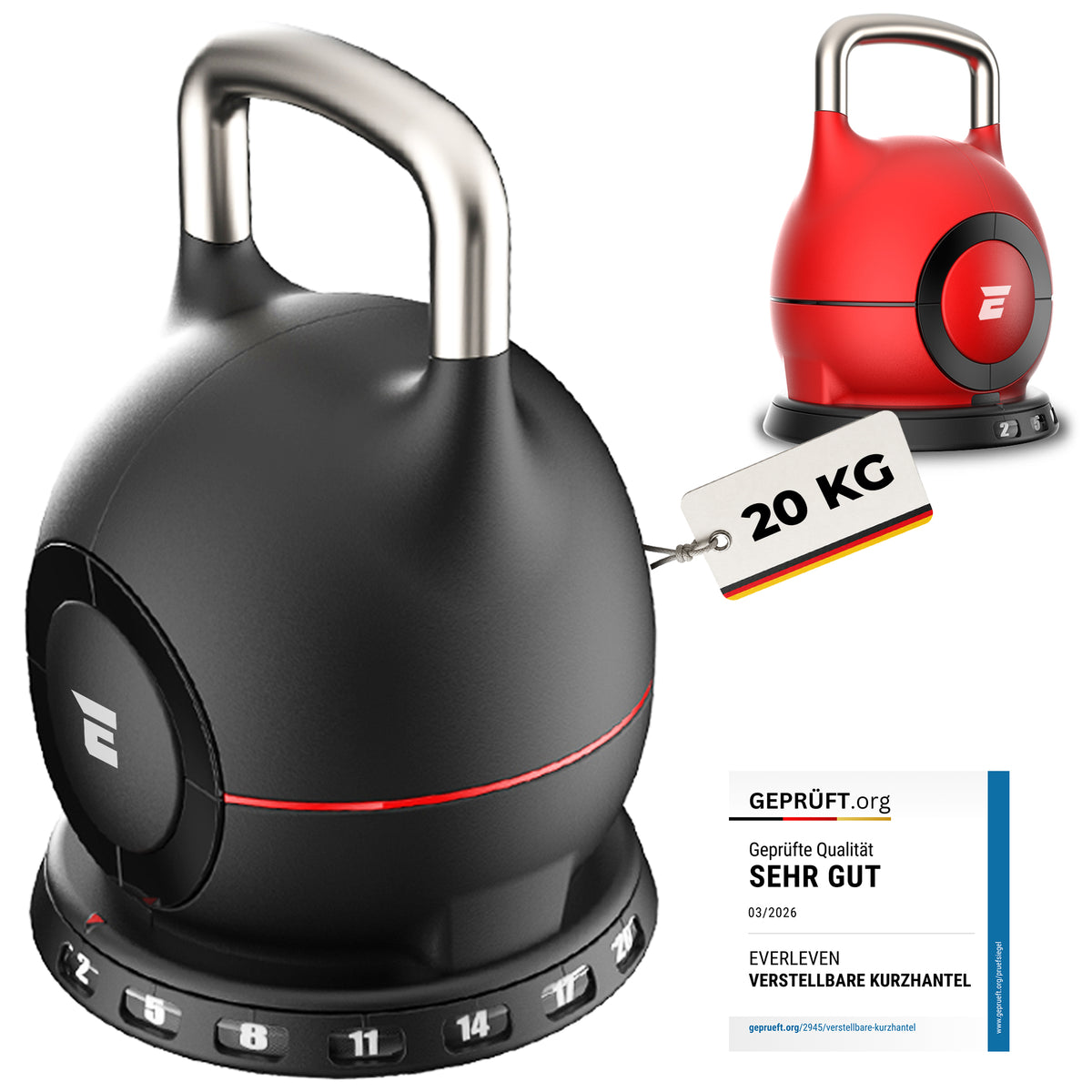 Verstellbare Kettlebell - 20kg (schwarz)