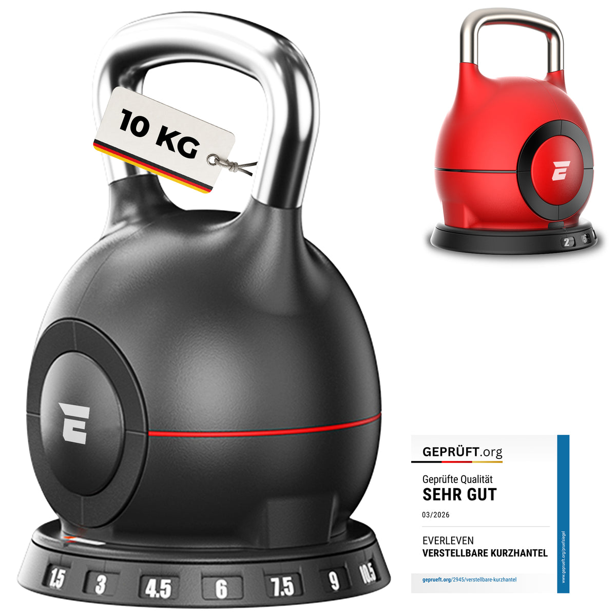 Verstellbare Kettlebell - 10kg (schwarz)