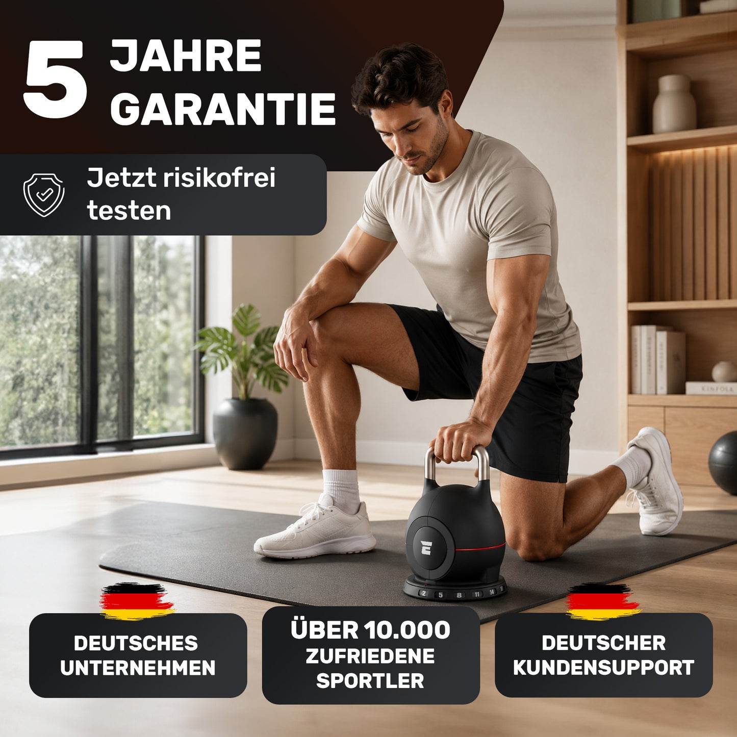 Verstellbare Kettlebell Set - 2x10kg (schwarz)