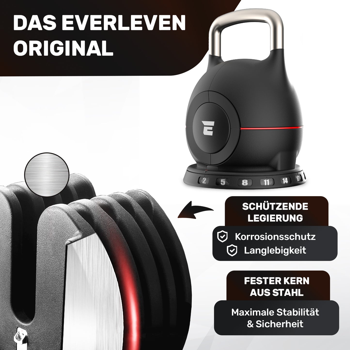 Verstellbare Kettlebell Set - 2x20kg (schwarz)