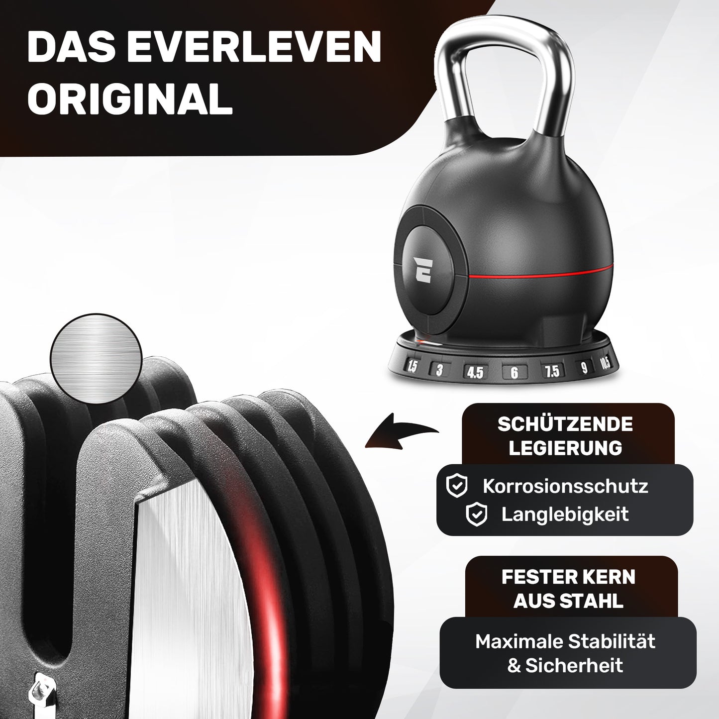 Verstellbare Kettlebell Set - 2x10kg (schwarz)