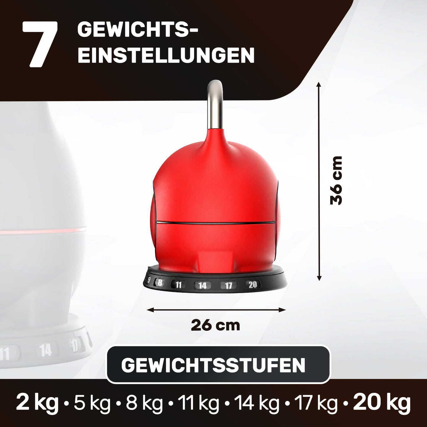 Verstellbare Kettlebell Set - 2x20kg (rot)