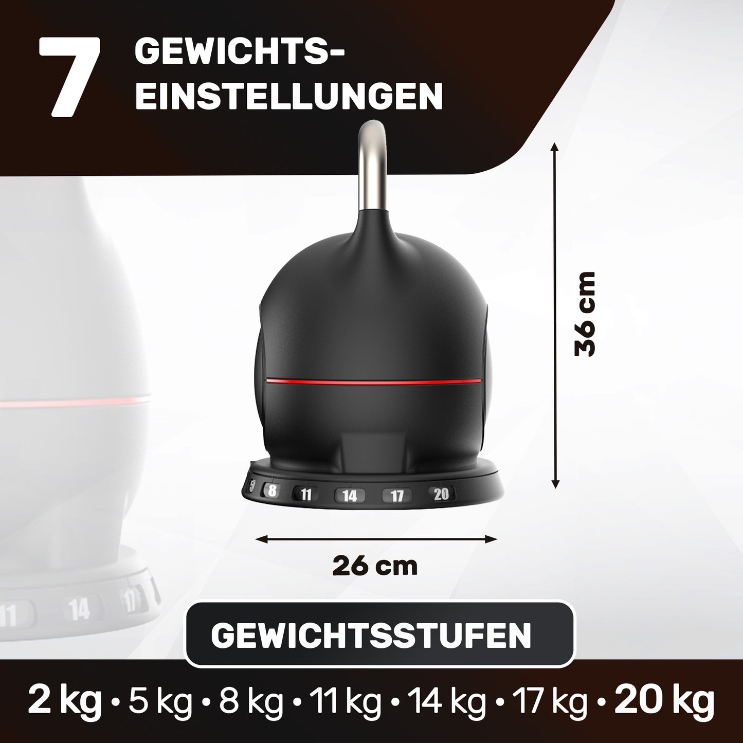 Verstellbare Kettlebell Set - 2x20kg (schwarz)
