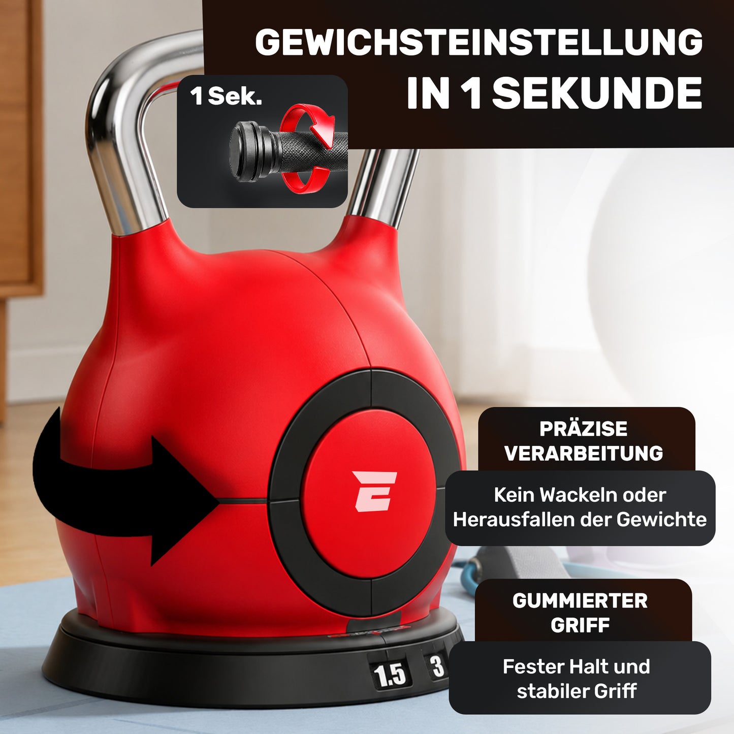 Verstellbare Kettlebell Set - 2x10kg (rot)