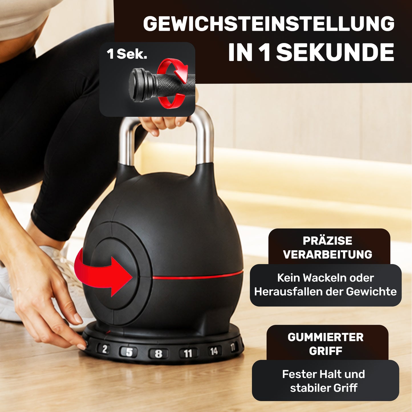 Verstellbare Kettlebell Set - 2x20kg (schwarz)