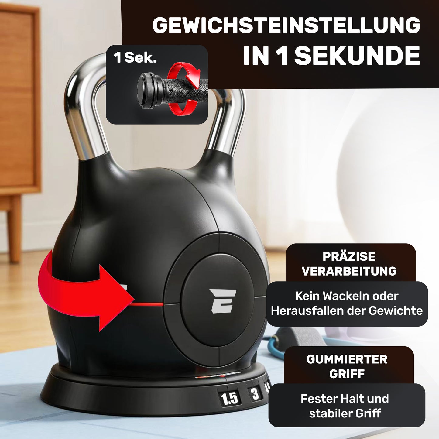 Verstellbare Kettlebell Set - 2x10kg (schwarz)