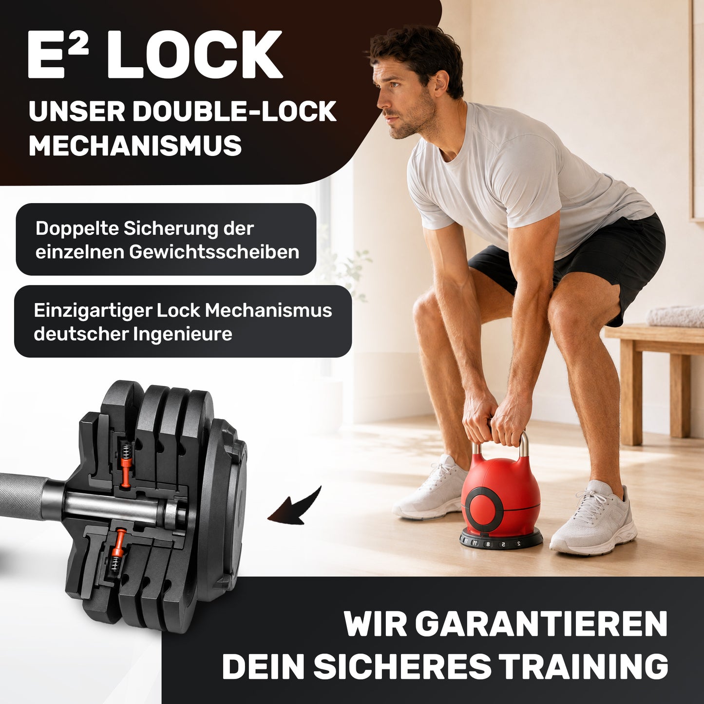 Verstellbare Kettlebell Set - 2x20kg (rot)
