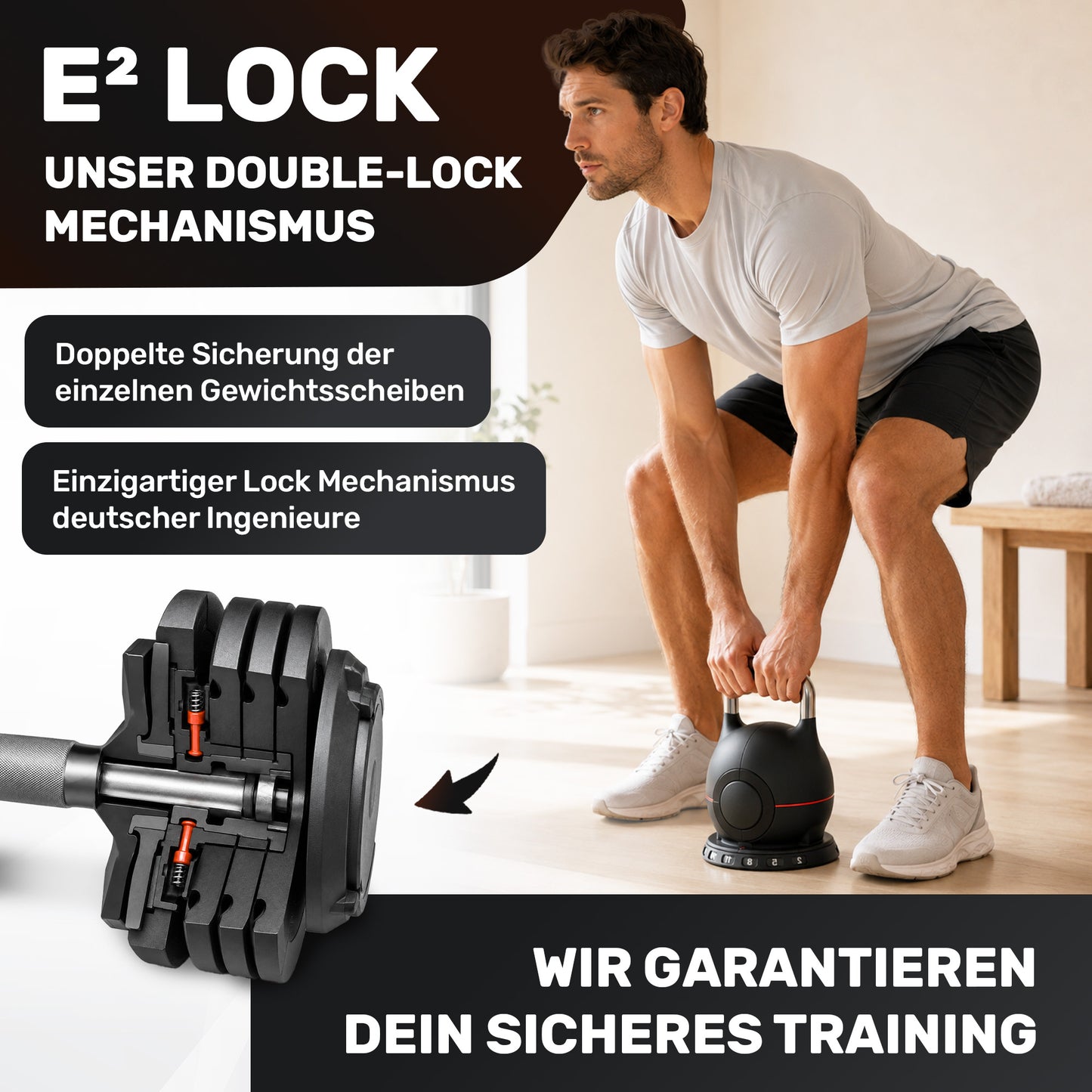 Verstellbare Kettlebell Set - 2x20kg (schwarz)