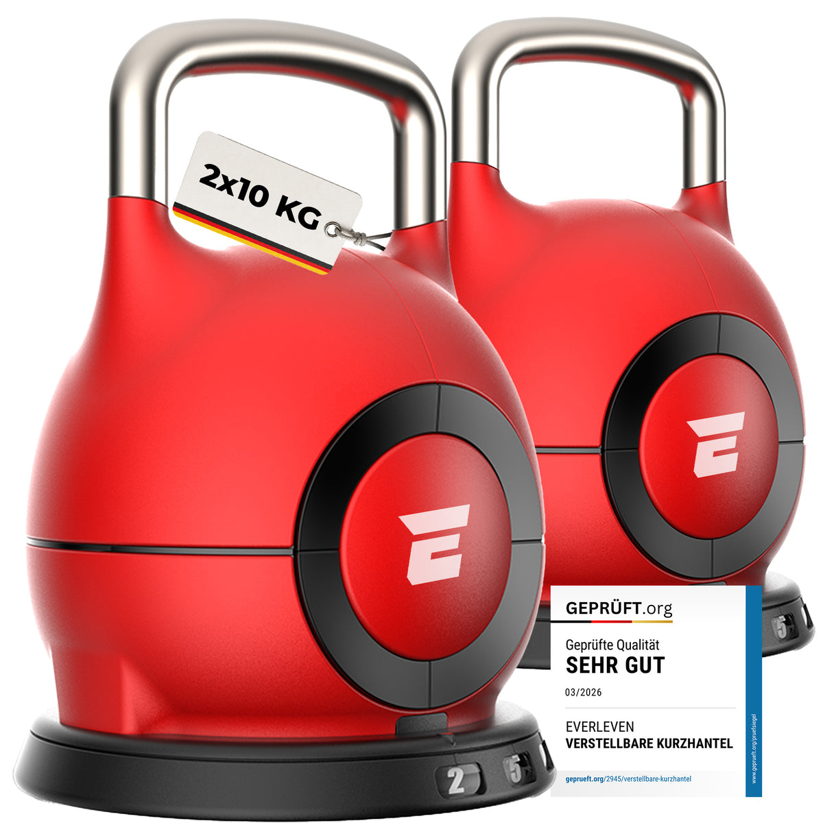 Verstellbare Kettlebell Set - 2x10kg (rot)