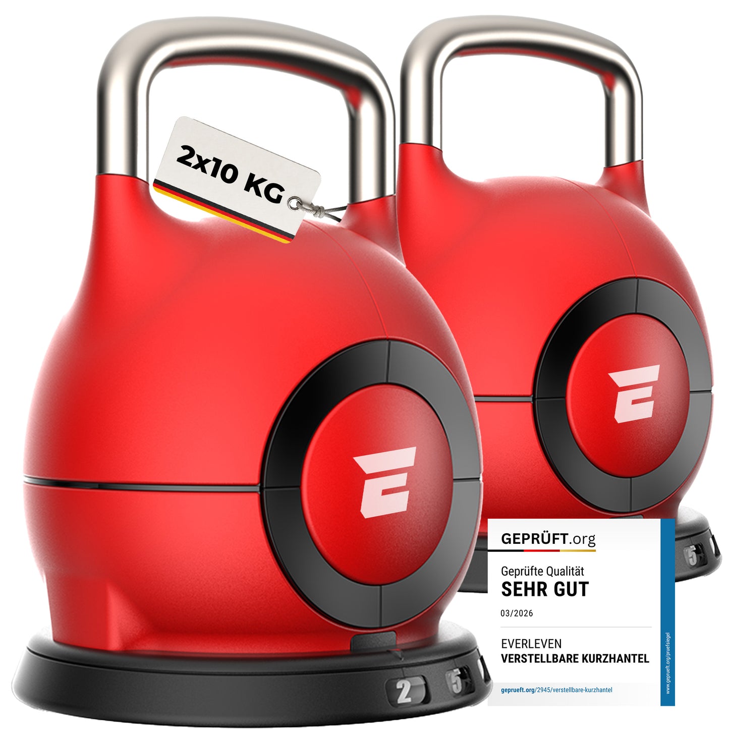 Verstellbare Kettlebell Set - 2x10kg (rot)